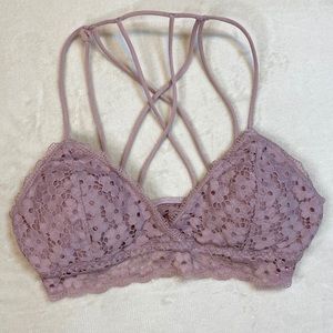 Mauve dusty pink lace bralette. Cage back. Padded.